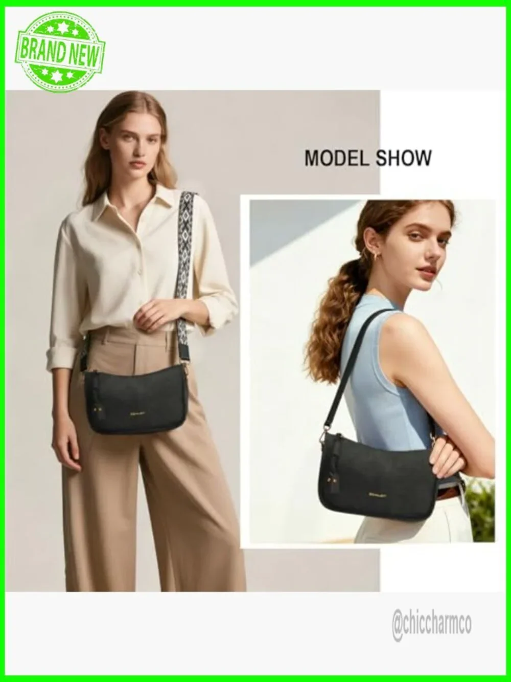 PU Leather Hobo Bag with Removable Straps, 11x7x4.5 Inches, Crossbody Clutch
